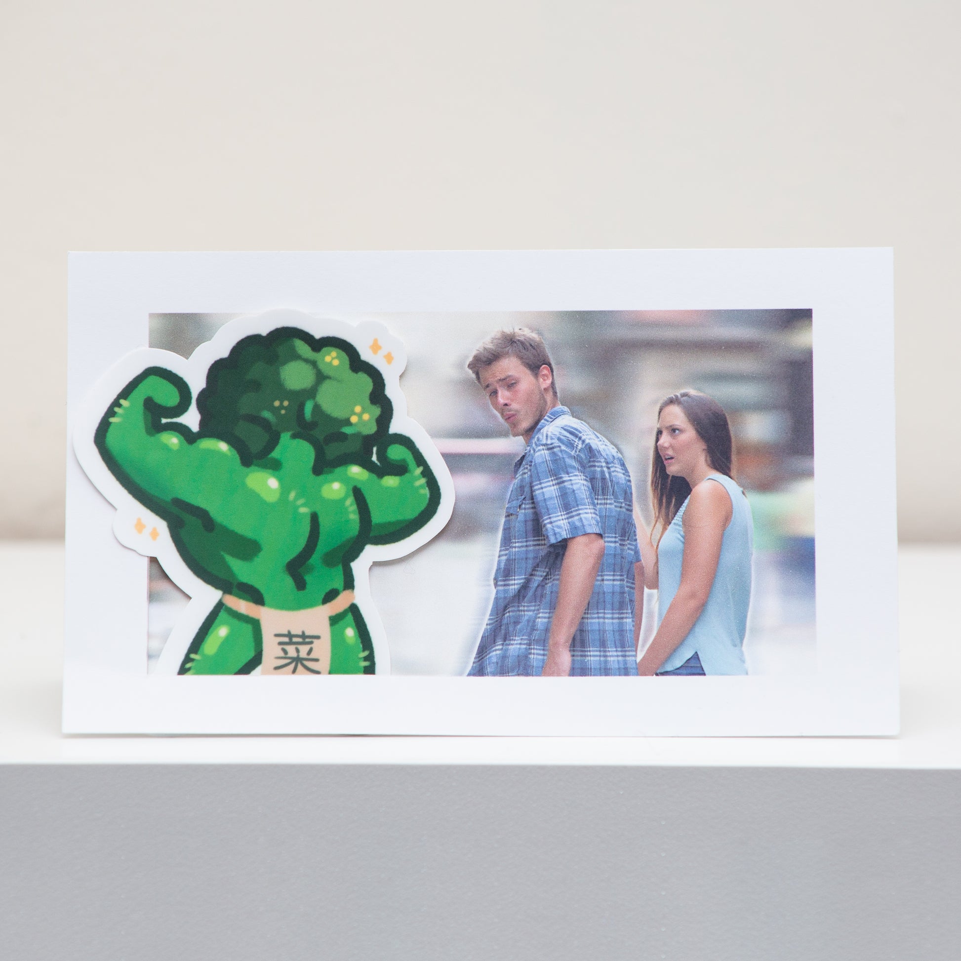 Distracted Boyfriend Meme Postcard Display.