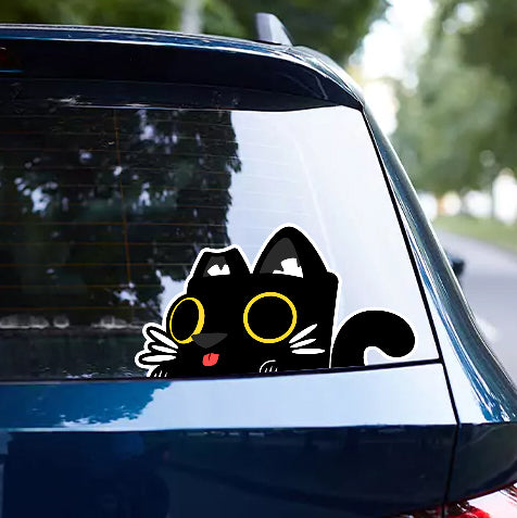 Black Cat Blep Peeker Vinyl Sticker