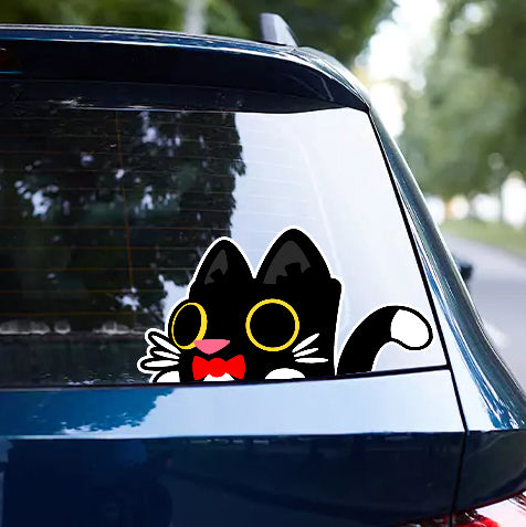 Tuxedo Cat Peeker Vinyl Sticker